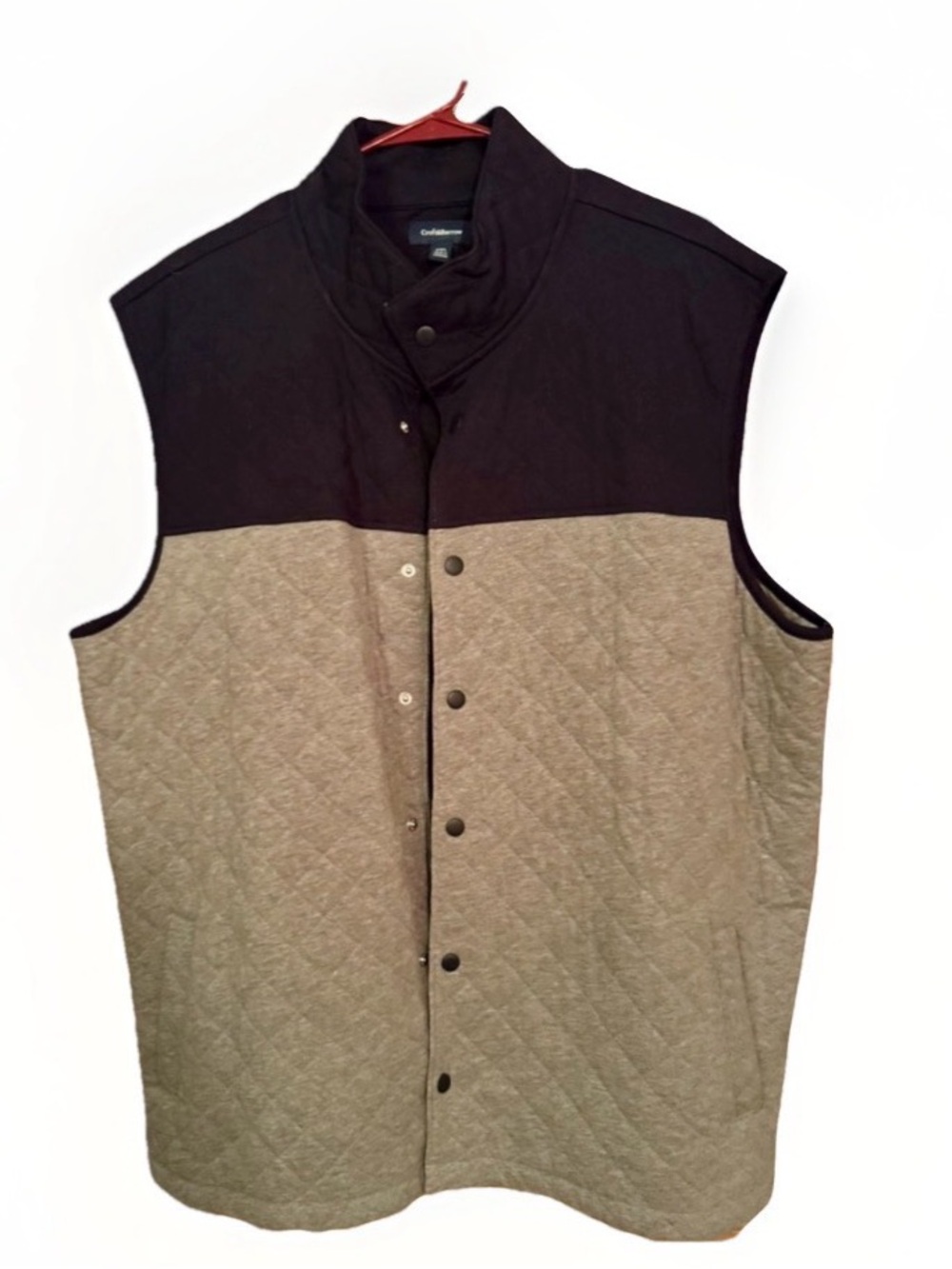 Croft & Barrow Quilted Vest XXL Black Gray Snap Front Lightweight NWOT